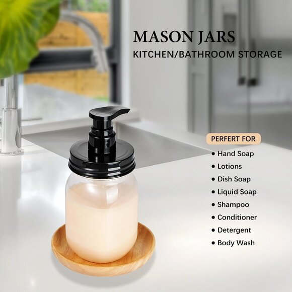 Mason Jar Soap Dispenser with Pump Lid16OZ Refillable Hand Soap Dispenser 2Pack - Picture 6 of 7
